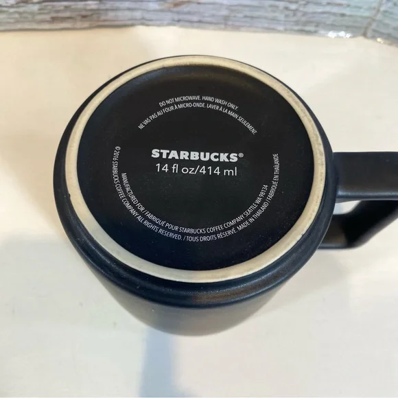 Starbucks Costa Rica Coffee Cup Mug 2016 Matte Black Gold Fish Stamp 14 oz - Picture 4 of 4